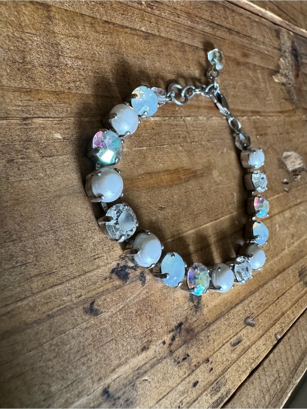 Sabika white opal crystal pearl bracelet 7” - 8 1/2” - Picture 3 of 9